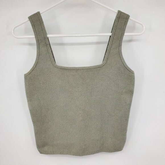 Abercrombie & Fitch Soft A&F Collection Green Square Neck Cropped Tank Top Small - Picture 1 of 5